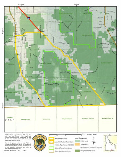 Idaho Department of Fish & Game General Season Hunt Areas - Wolf - Unit 57 digital map