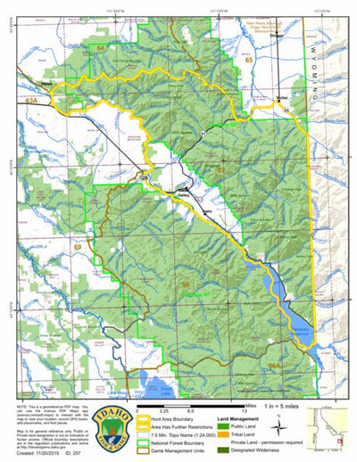 Idaho Department of Fish & Game General Season Hunt Areas - Wolf - Unit 67 digital map