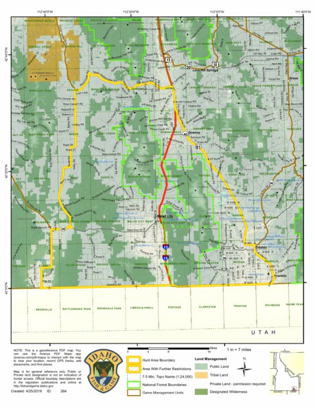 General Season Hunt Areas - Wolf - Unit 73 Map by Idaho Department of ...