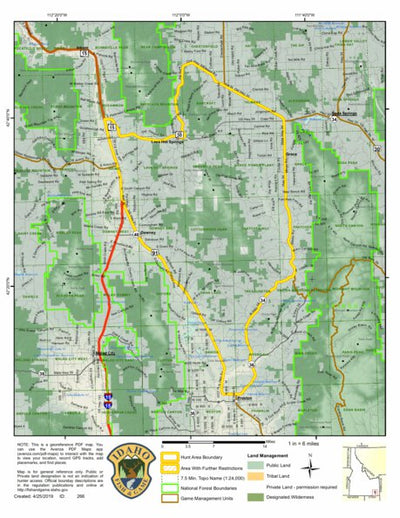 Idaho Department of Fish & Game General Season Hunt Areas - Wolf - Unit 74 digital map