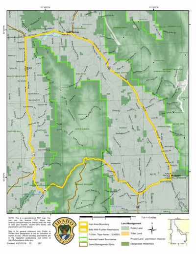 Idaho Department of Fish & Game General Season Hunt Areas - Wolf - Unit 75 digital map