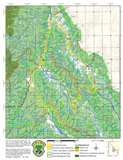Idaho Department of Fish & Game General Season Hunt Areas - Wolf - Units 29, 37 and 37A digital map