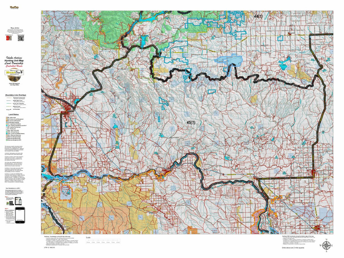 Idaho Controlled Antelope Unit 45(1)X Land Ownership Map (45-1 X) by ...