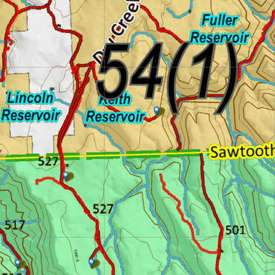 Idaho HuntData LLC Idaho Controlled Antelope Unit 54(1) Land Ownership Map (54-1 ) digital map