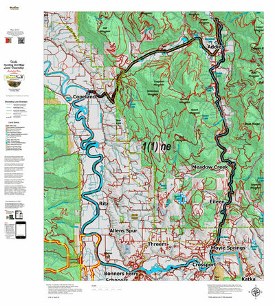 Idaho HuntData LLC Idaho Controlled Bear Unit 1_1_ne Land Ownership Map (1 -1 ne) digital map
