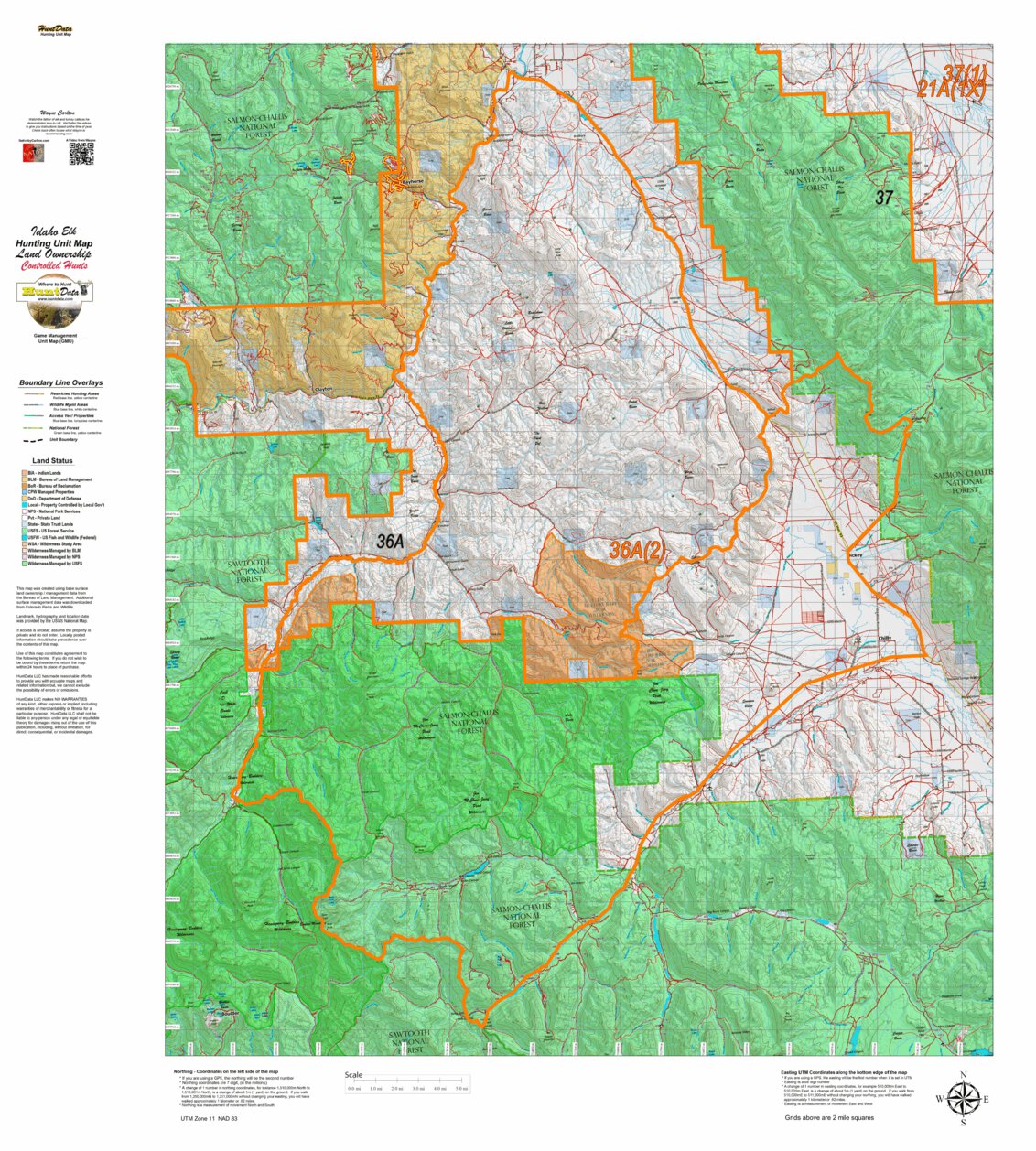 Idaho Controlled Elk Unit 36A(2) Land Ownership Map (36A-2) by Idaho ...