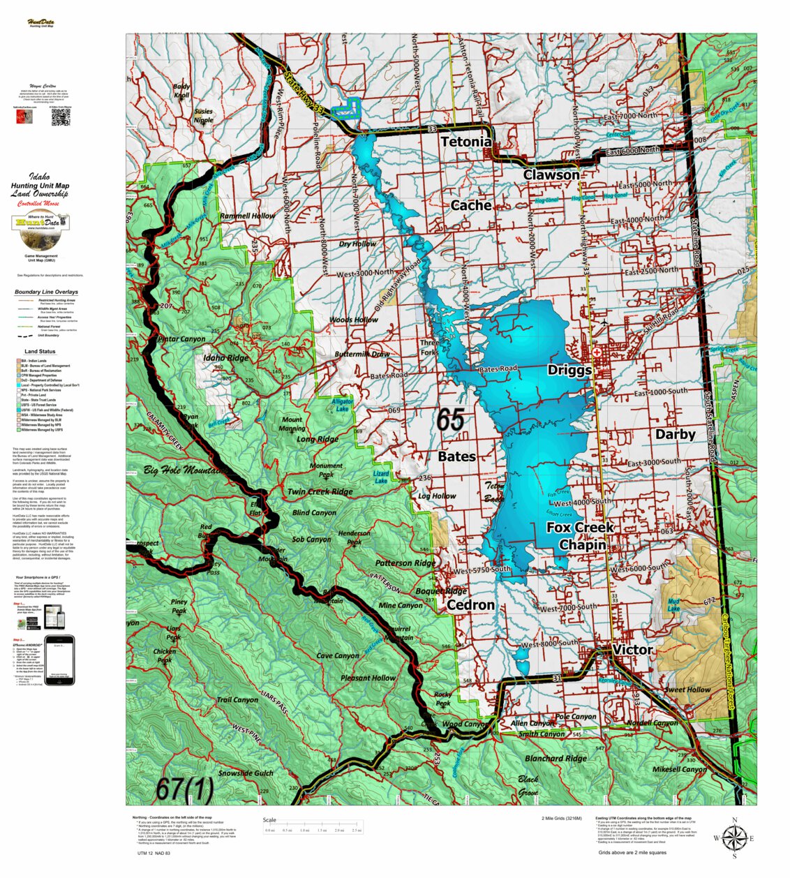 Idaho Controlled Moose Unit 65 Land Ownership Map by Idaho
