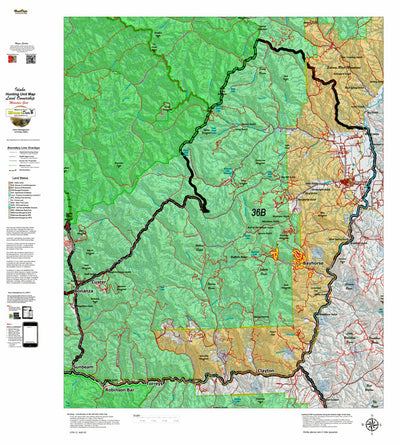 Idaho HuntData LLC Idaho Controlled Mountain Goat Unit 36B Land Ownership Map digital map