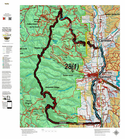 Idaho HuntData LLC Idaho Controlled Mule Deer Unit 28(1) Land Ownership Map (28-1) digital map