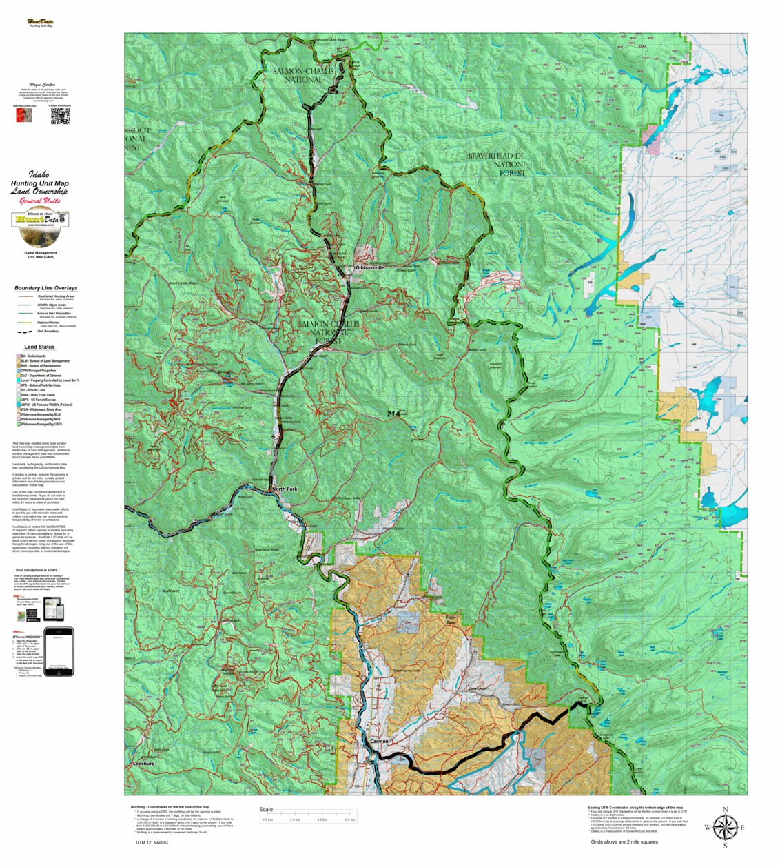 Idaho General Unit 21A Land Ownership Map by Idaho HuntData LLC