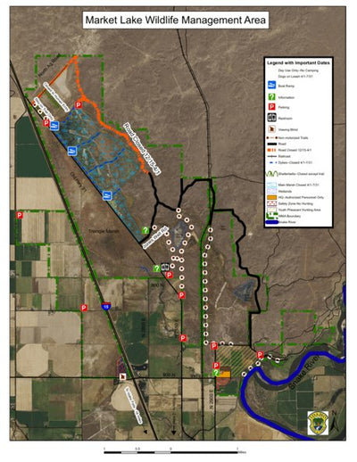 IDFG Market Lake Wildlife Management Area 2021 with aerial photo background digital map