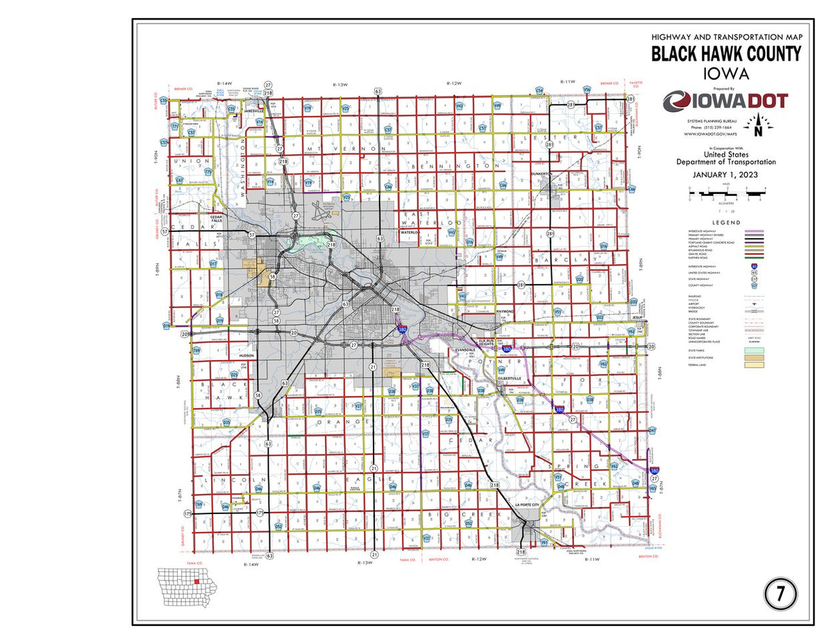 Black Hawk County, Iowa Map by Iowa Department of Transportation ...