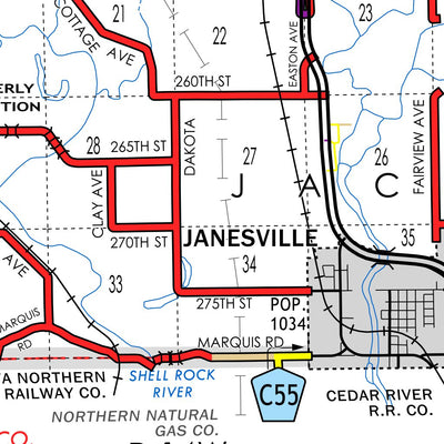 Iowa Department of Transportation Bremer County, Iowa digital map