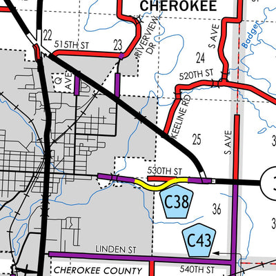 Iowa Department of Transportation Cherokee County, Iowa digital map