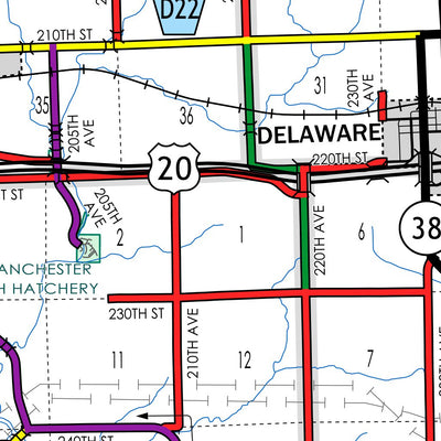 Iowa Department of Transportation Delaware County, Iowa digital map