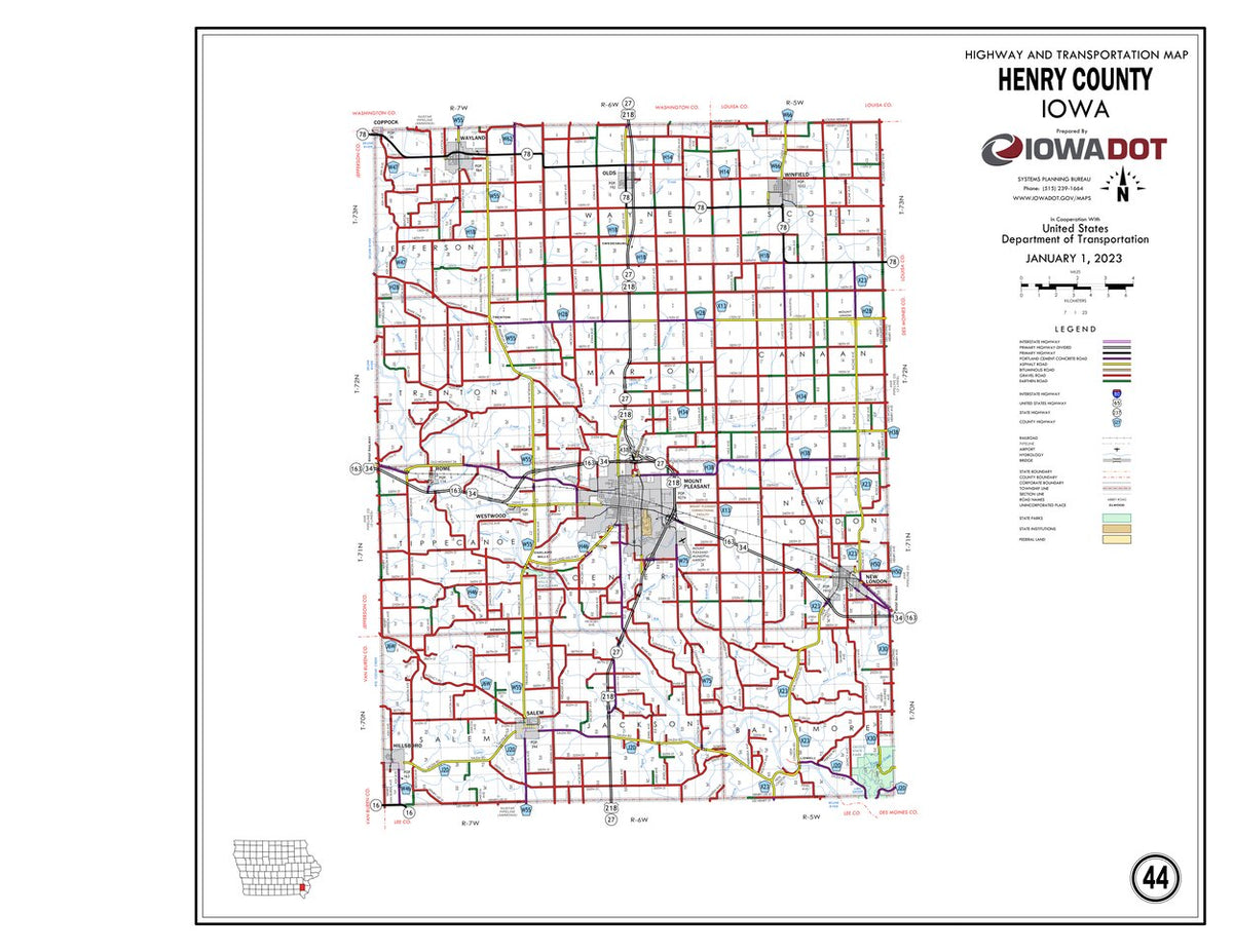Henry County, Iowa Map by Iowa Department of Transportation | Avenza Maps