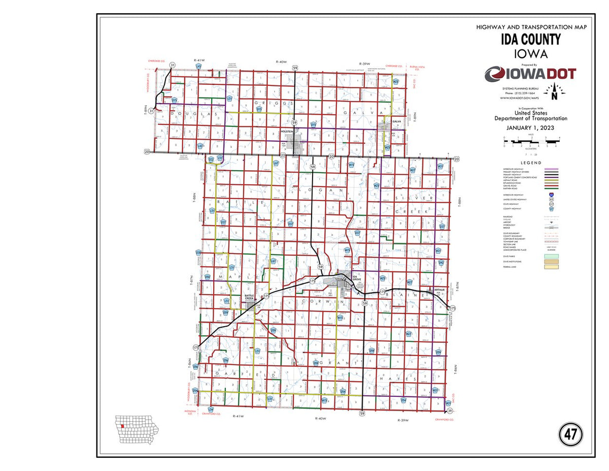 Ida County, Iowa Map by Iowa Department of Transportation | Avenza Maps