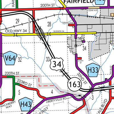 Iowa Department of Transportation Jefferson County, Iowa digital map