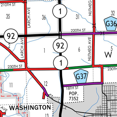 Iowa Department of Transportation Washington County, Iowa digital map