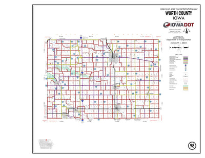 Iowa Department of Transportation Worth County, Iowa digital map