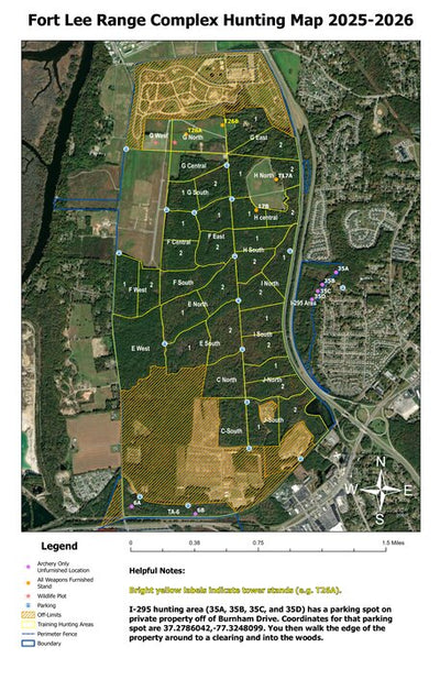 Fort Lee - Range Complex Hunting Map 2025-2026 Preview 1