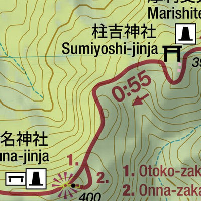 Japanwilds.org Inazawa Hiking Trail 稲沢ハイキングコース Hiking Map (Kanto, Japan) 1:15,000 digital map