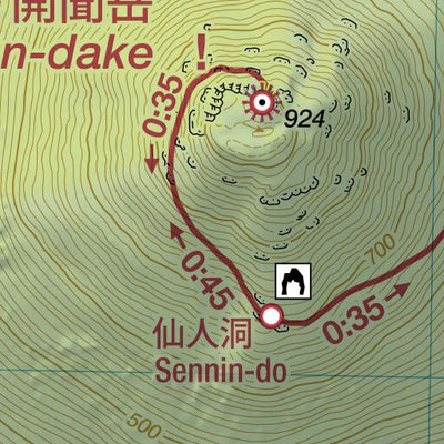 Japanwilds.org Kaimon-dake 開聞岳 Hiking Map (Kyushu, Japan) 1:25,000 digital map