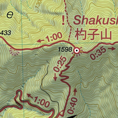 Japanwilds.org Shakushi-yama 杓子山 Hiking Map (Chubu, Japan) 1:25,000 digital map