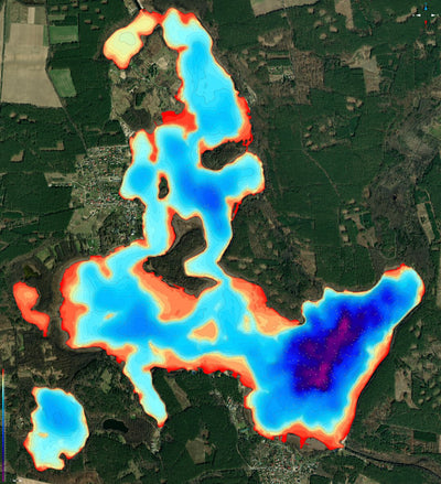 Навігація Рибалки Jezioro Niesłysz. Mapa głębokości digital map