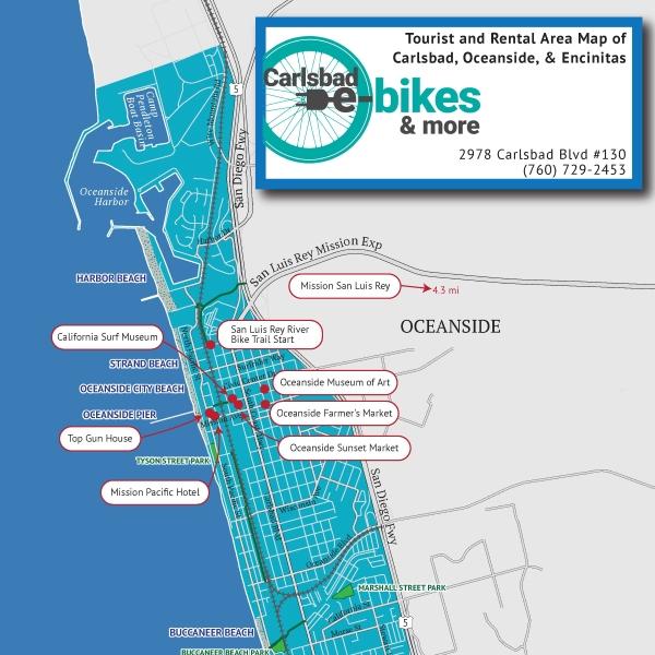 Carlsbad E-Bikes & More - Tourist and Rental Area Map by Julie Witmer ...