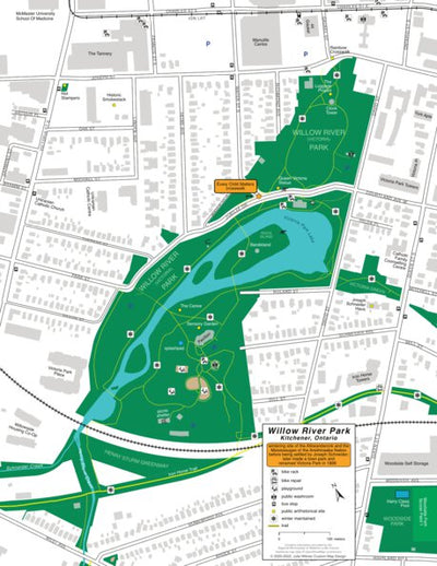 Julie Witmer Custom Map Design Willow River (Victoria) Park, Kitchener, Ontario digital map