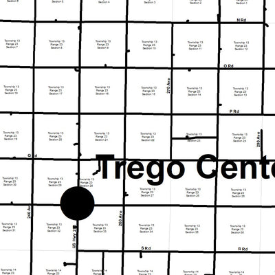 Kansas Cooperative Fish and Wildlife Research Unit Trego County Roads and PLSS digital map