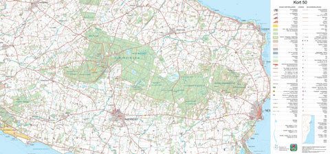 Kortforsyningen Aakirkeby 1 (1:50,000 scale) digital map
