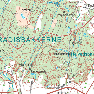 Kortforsyningen Aakirkeby 1 (1:50,000 scale) digital map