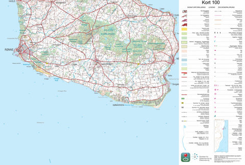 Kortforsyningen Aakirkeby (1:100,000 scale) digital map