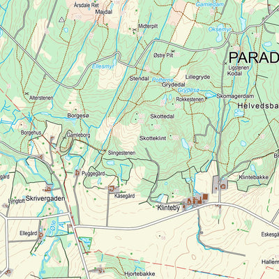 Kortforsyningen Aakirkeby (1:25,000 scale) digital map