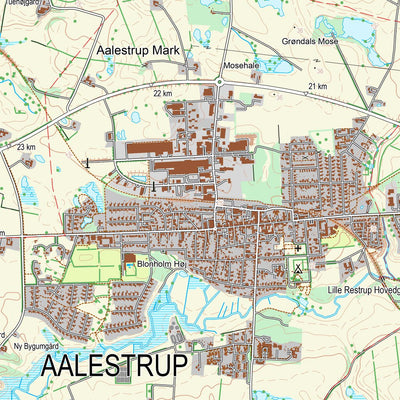 Kortforsyningen Aalestrup (1:25,000 scale) digital map