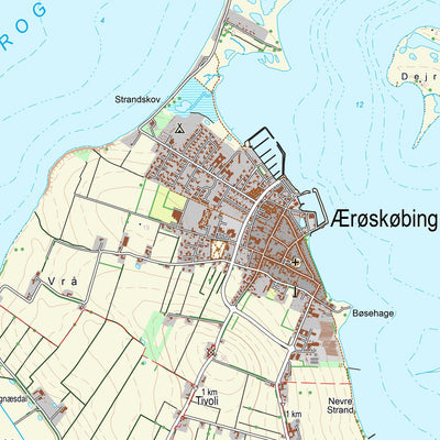 Kortforsyningen Ærøskøbing (1:25,000 scale) digital map