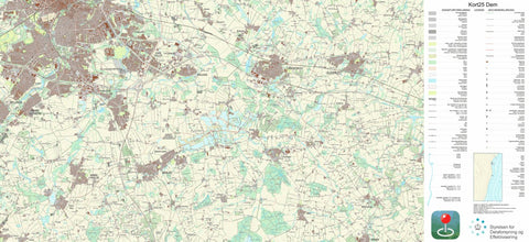 Kortforsyningen Årslev (1:25,000 scale) digital map