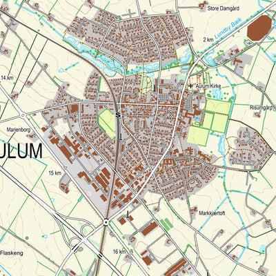 Kortforsyningen Aulum (1:25,000 scale) digital map