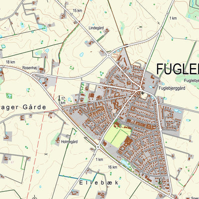 Kortforsyningen Fuglebjerg (1:25,000 scale) digital map