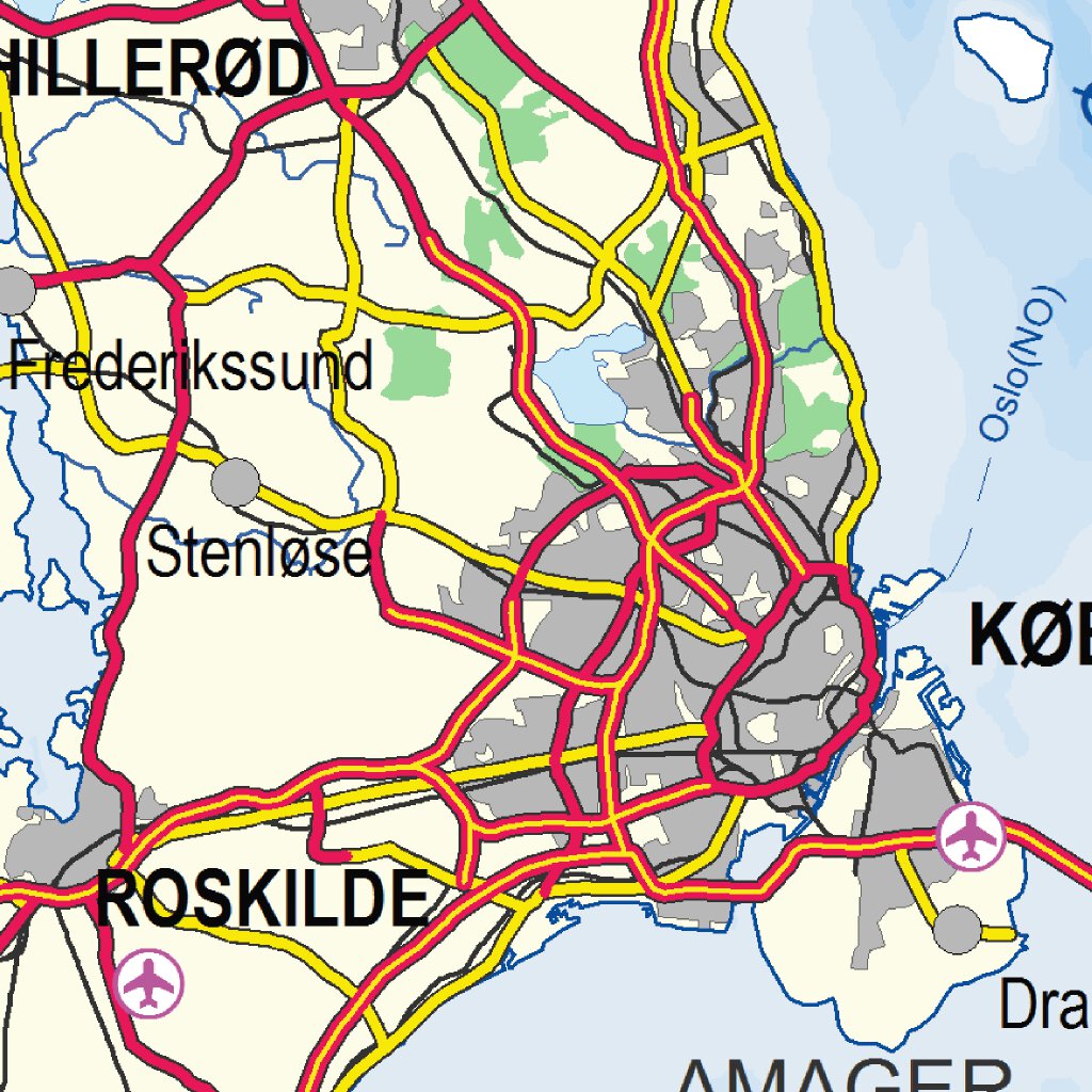 General Map of Denmark (1:1,000,000) by Kortforsyningen | Avenza Maps