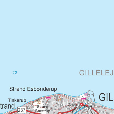 Kortforsyningen Gilleleje (1:100,000 scale) digital map