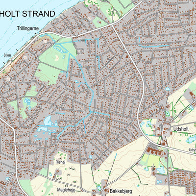 Kortforsyningen Græsted (1:25,000 scale) digital map