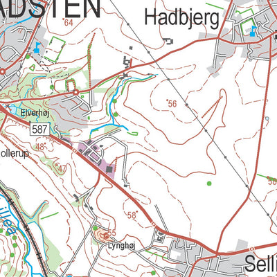 Kortforsyningen Hadsten (1:50,000 scale) digital map
