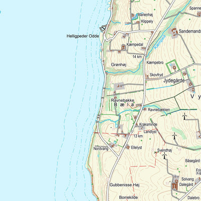 Kortforsyningen Hasle (1:25,000 scale) digital map