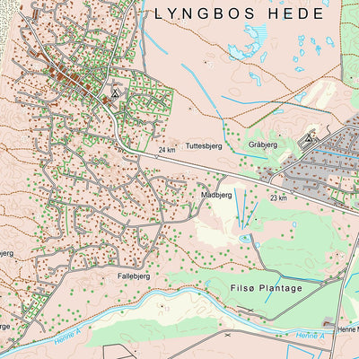 Kortforsyningen Henne (1:25,000 scale) digital map