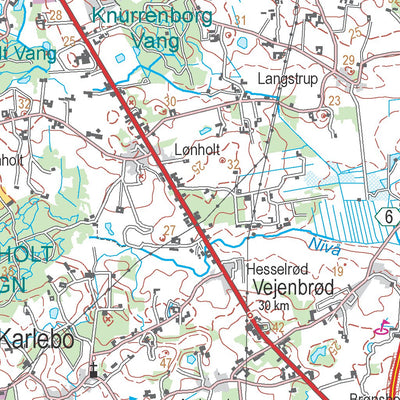 Kortforsyningen Hillerød (1:100,000 scale) digital map