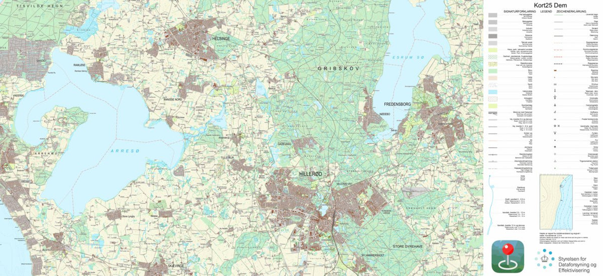 Hillerød (1:25,000 scale) Map by Kortforsyningen | Avenza Maps