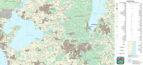 Kortforsyningen Hillerød (1:25,000 scale) digital map